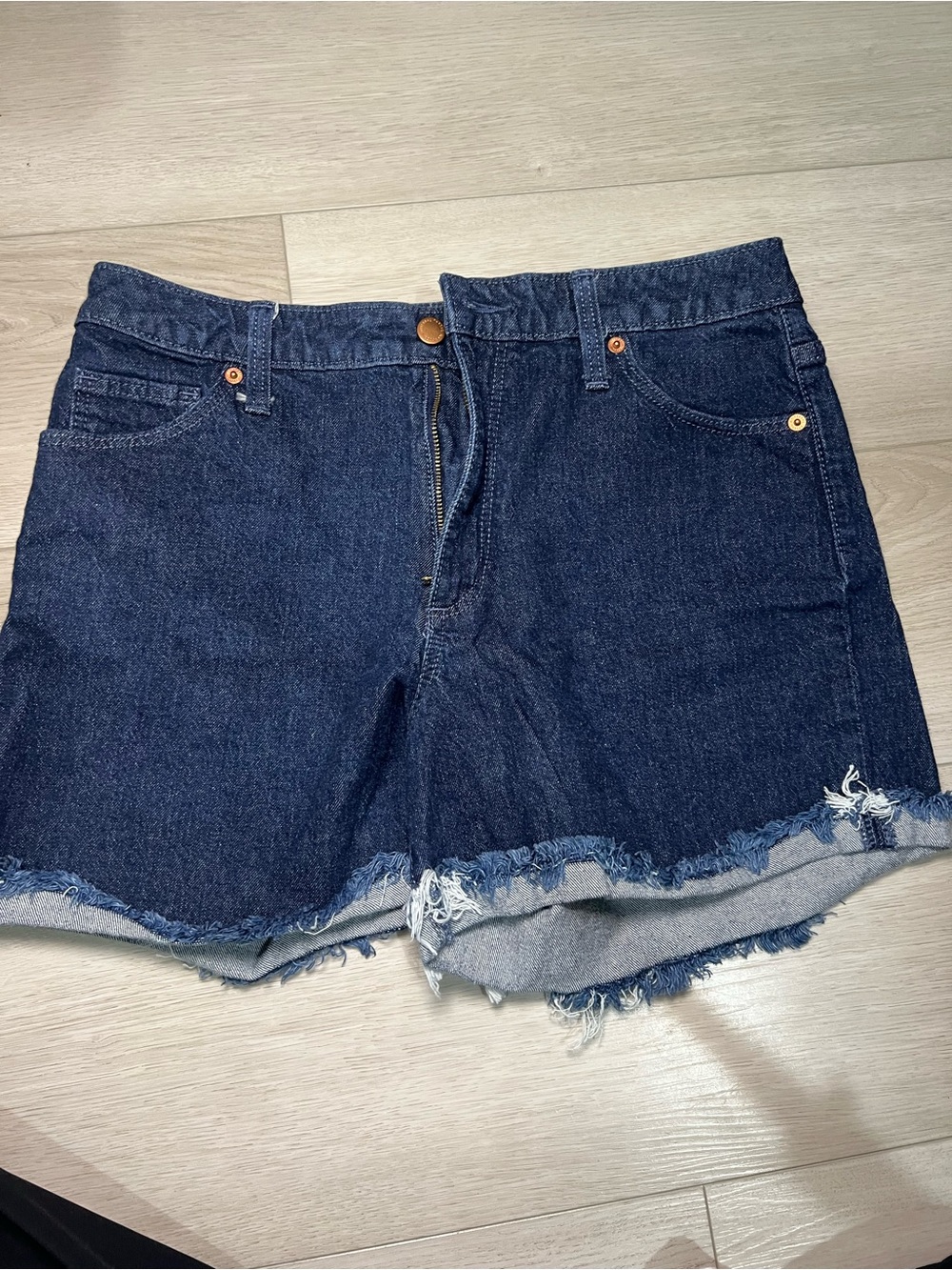 Universal Thread Dark Blue Denim Cutoff Shorts with Frayed Hem